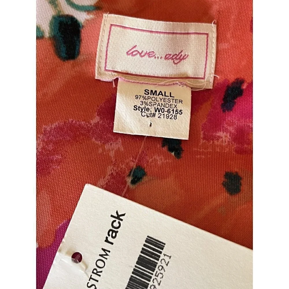 Love...ady Pink Floral Short Sleeve Ruffle Sheath Dress Size S NWOT - Picture 4 of 12